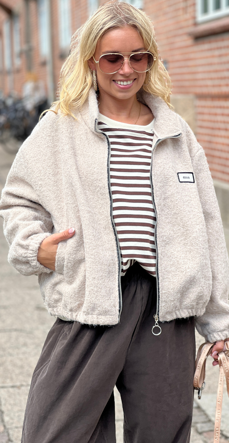 Bonnie kort bomberjakke beige LikeLondon