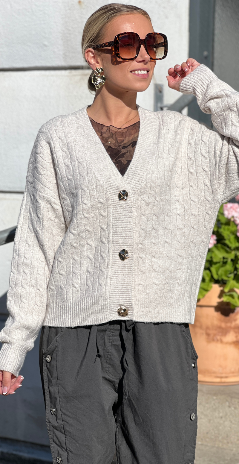 Magrite cardigan med v-udskæring og knapper birch melange B.young