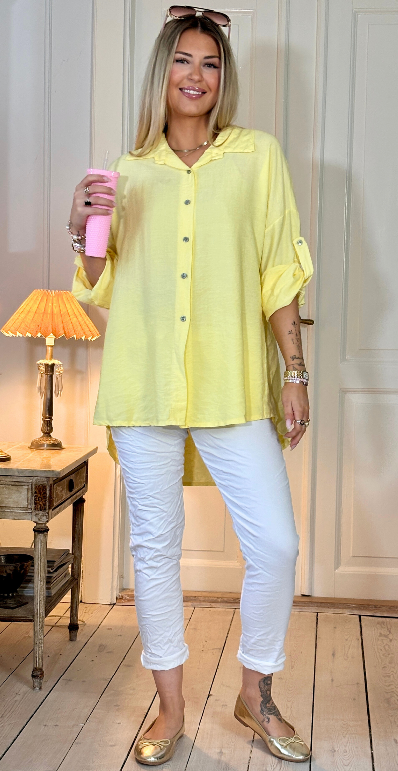 Martha skjorte med opsmøg på ærmet gul LikeLondon