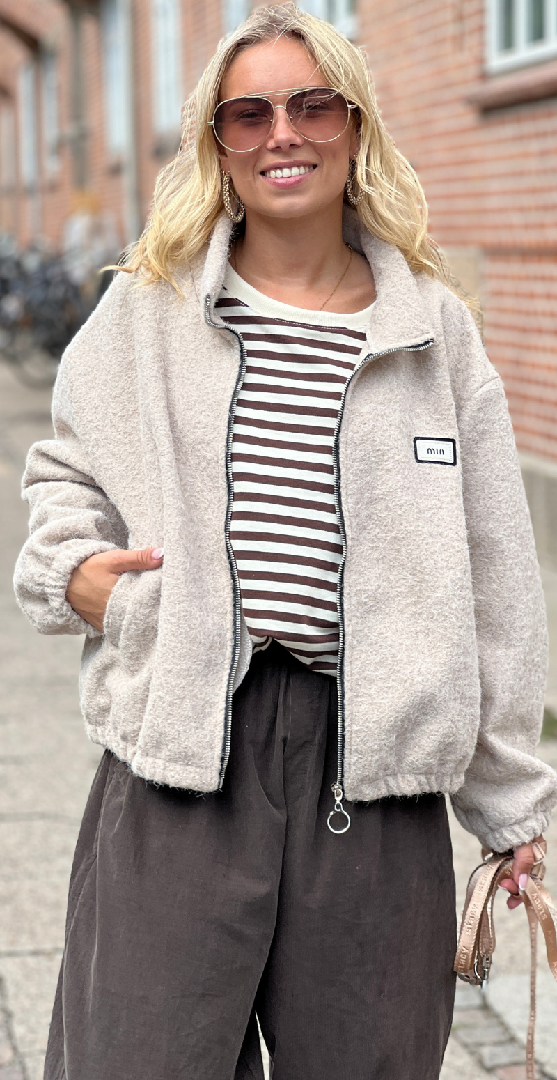 Bonnie kort bomberjakke beige LikeLondon