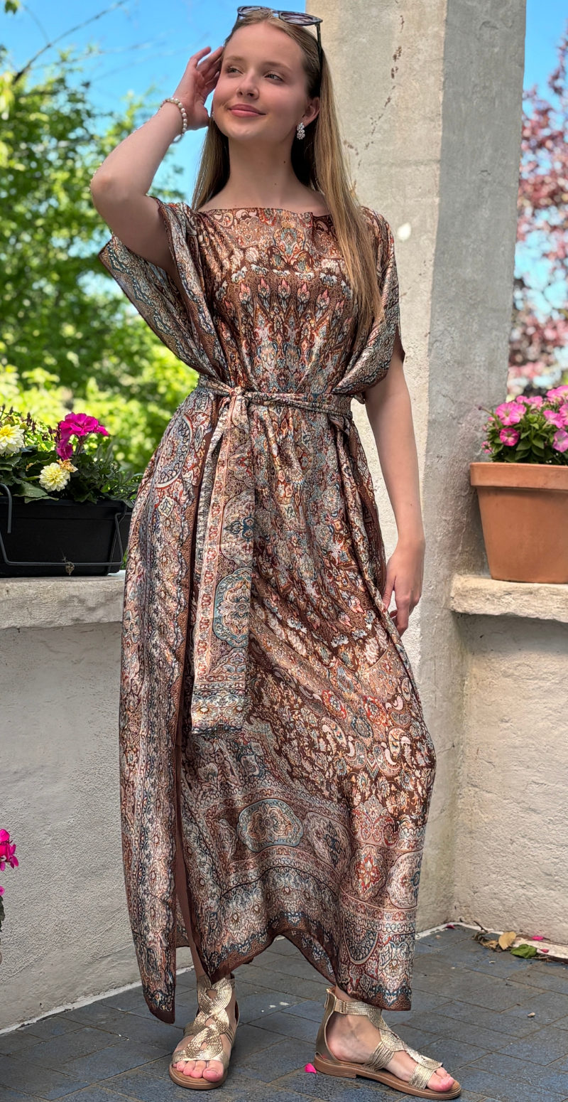 Forudbestil uge 23 Lang sarong med paisley mønster brun LikeLondon
