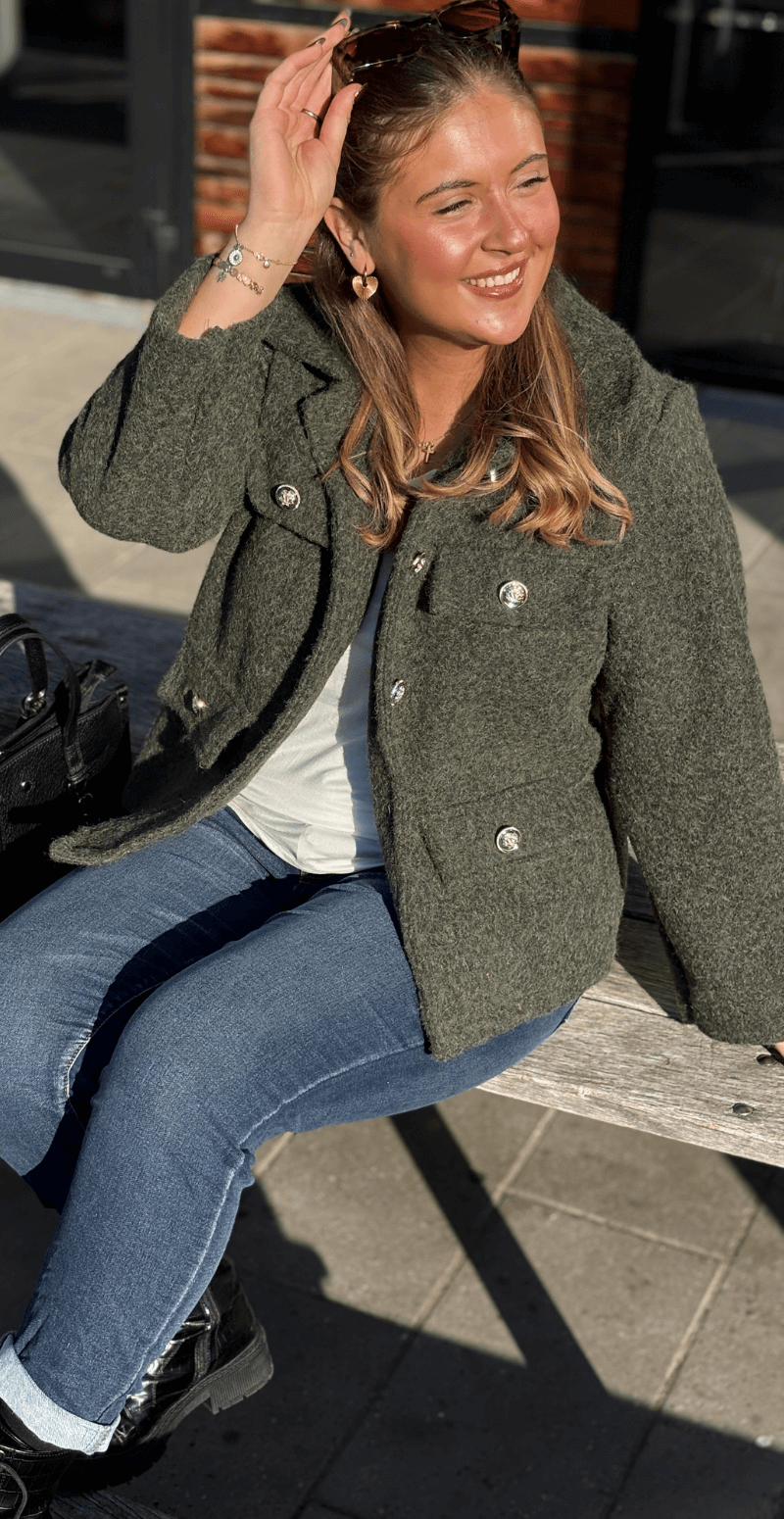 Anastacia klassisk jakke med pynteknapper military LikeLondon