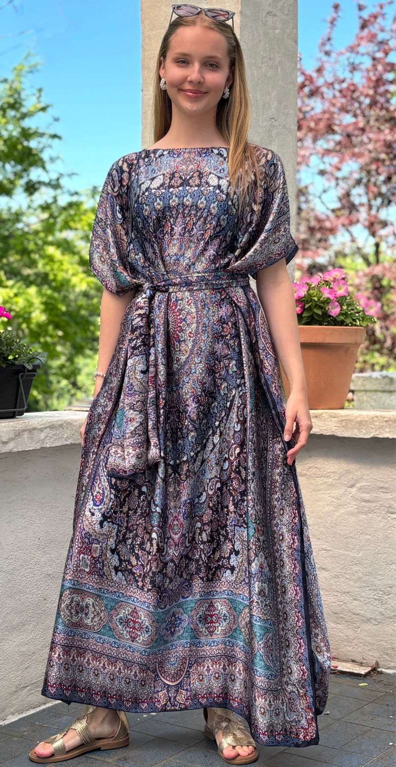 Forudbestil uge 23 Lang sarong med paisley mønster blå LikeLondon