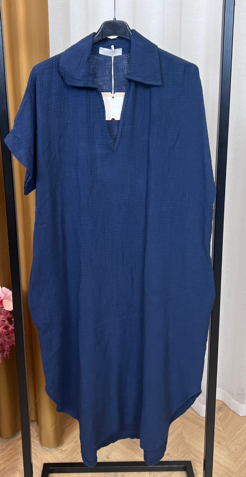 Dagmar kjole i musselin navy LikeLondon