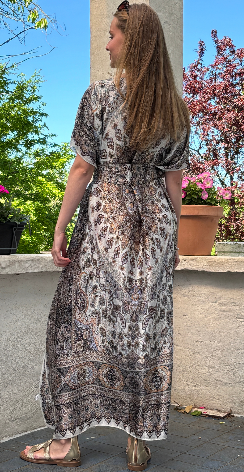 Forudbestil uge 23 Lang sarong med paisley mønster hvid LikeLondon