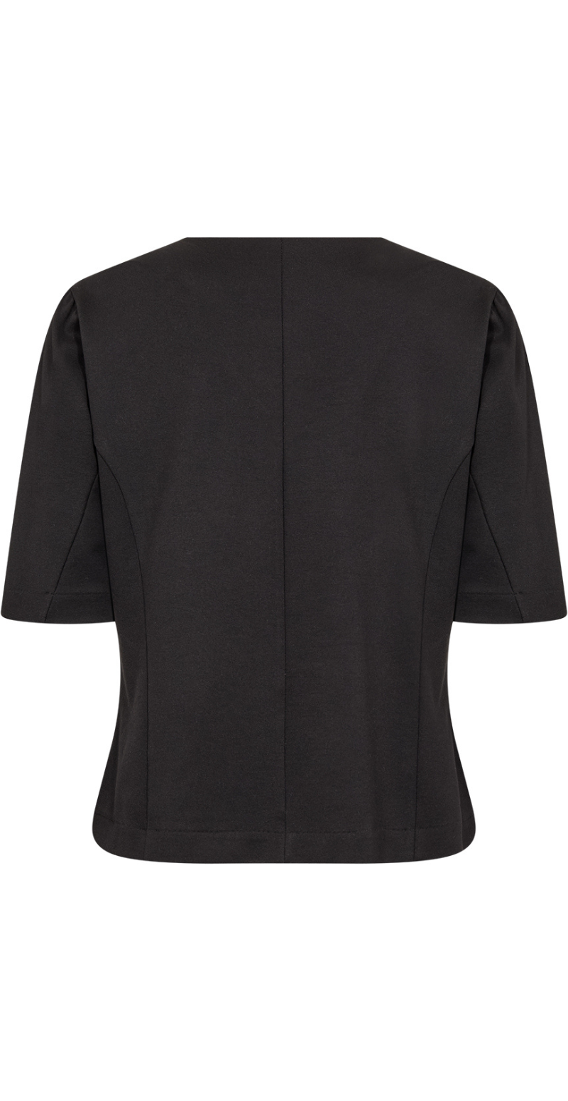 Esme figursyet bluse med betrukne knapper sort LikeLondon
