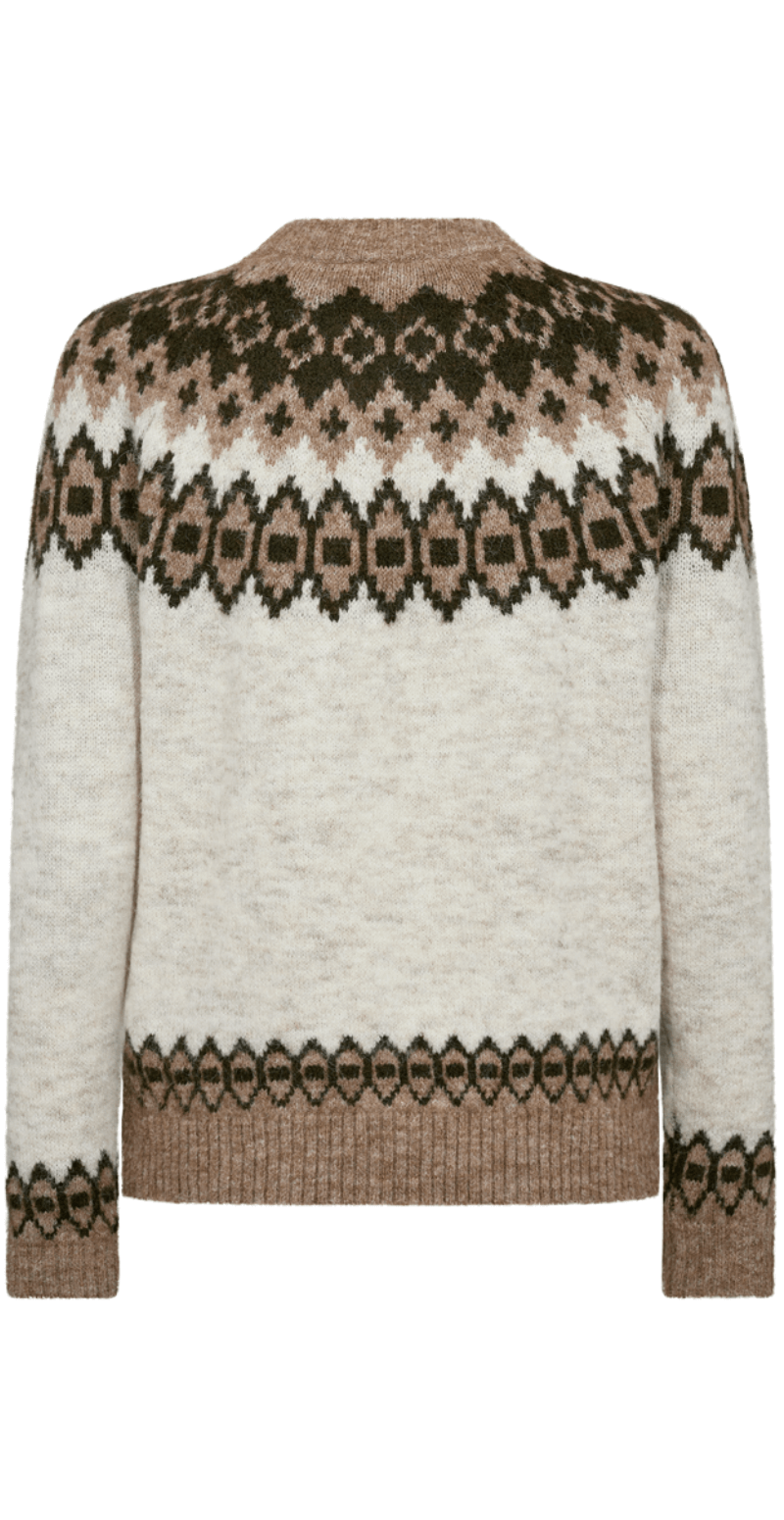 Novala cardigan med mønster moonbeam w. kombu green melange