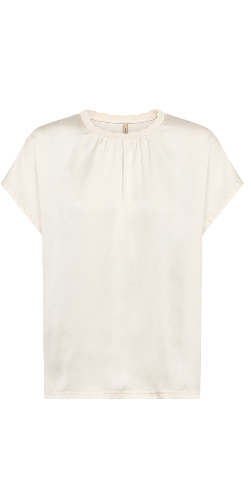 Marion bluse i silk-look beige LikeLondon