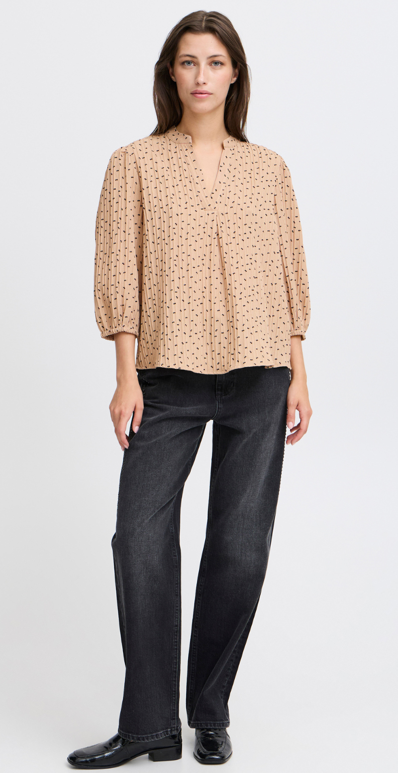 Ibow bluse med små sløjfer roebuck mix B.young