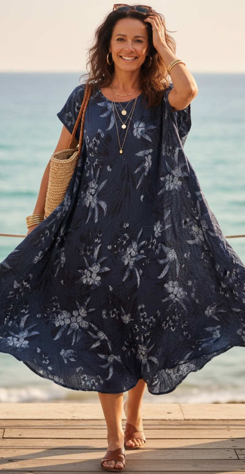 Luli kjole med blomstret mønster navy LikeLondon