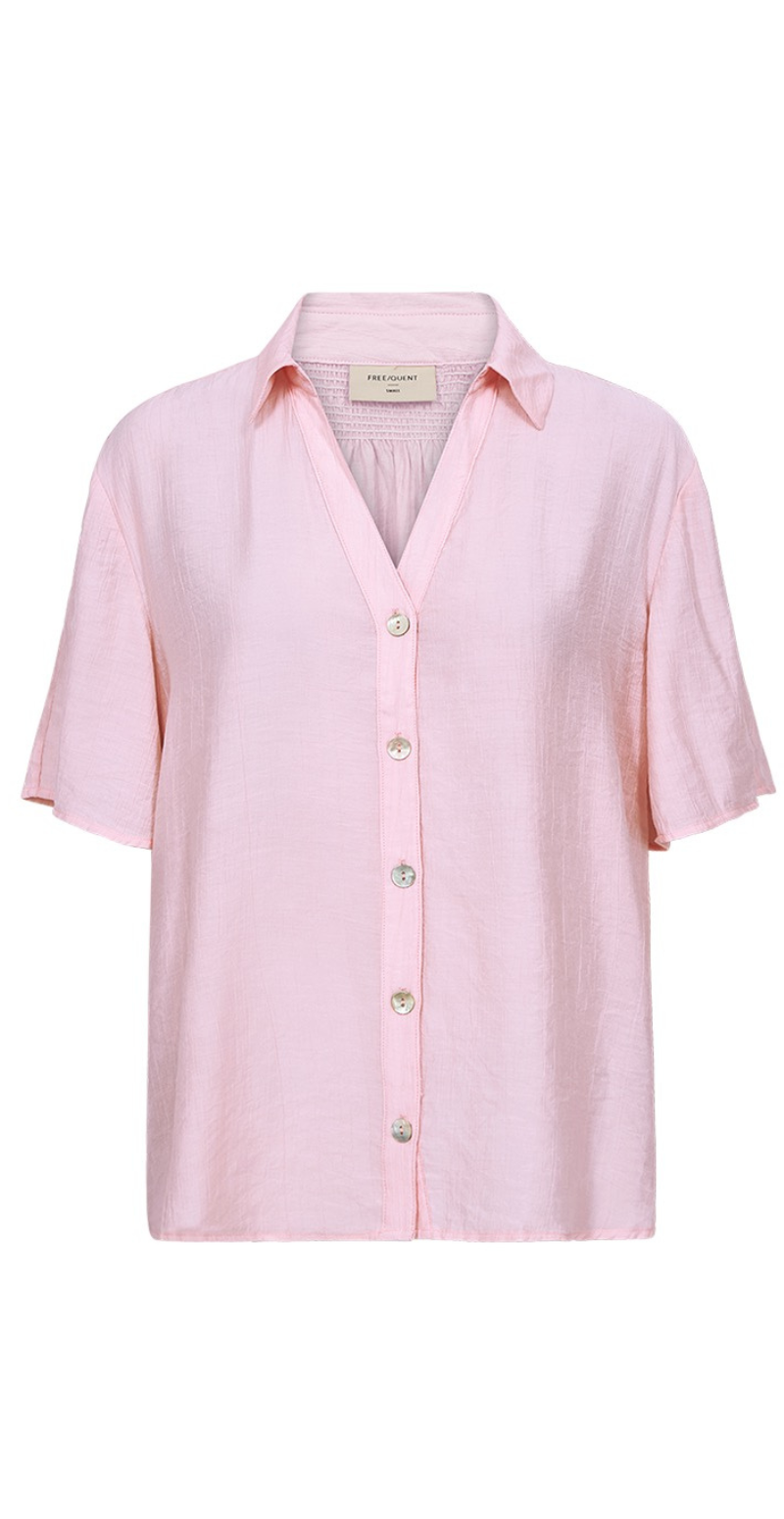 Cello gennemknappet bluse med struktur ballerina Freequent