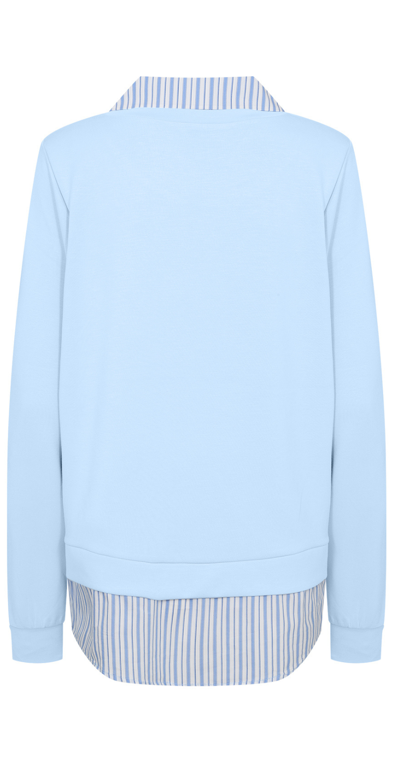 Julia Banu bluse med stribet skjortekant lysblå LikeLondon