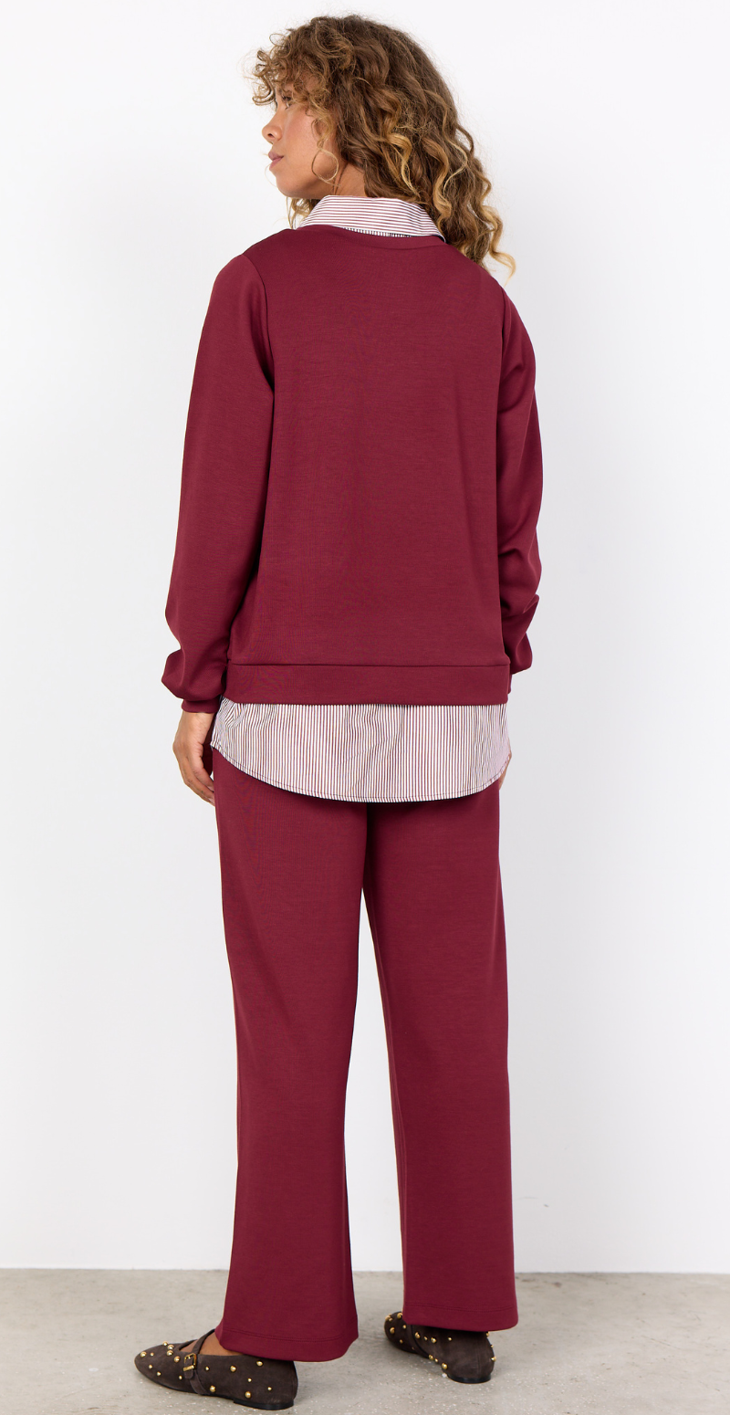 Julia bluse med skjortekant bordeaux