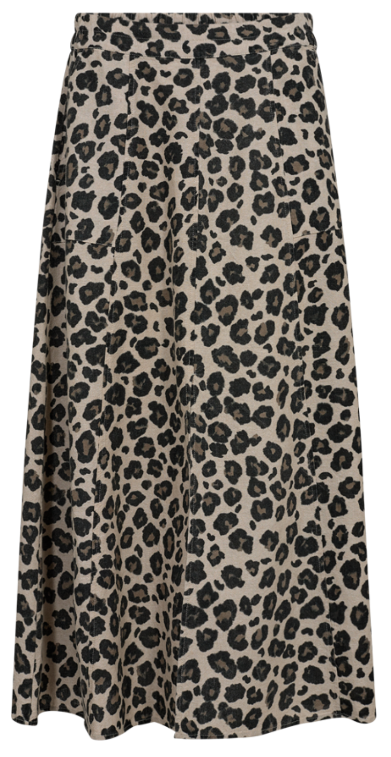 Lavisco hørnederdel med leopardprint sand melange w. black