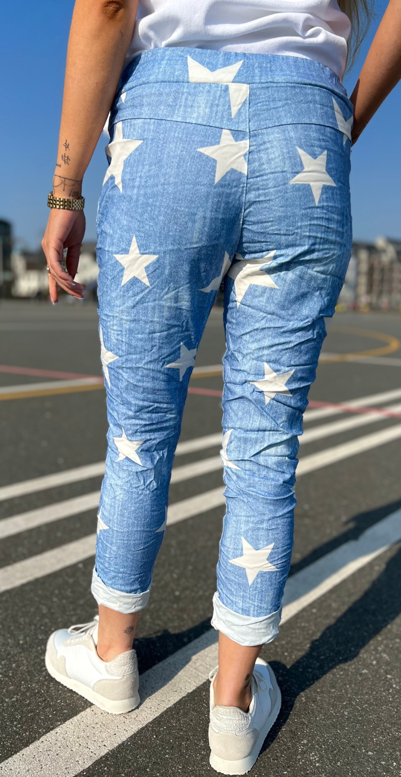 Wendy denimbukser med stjerner light denim LikeLondon