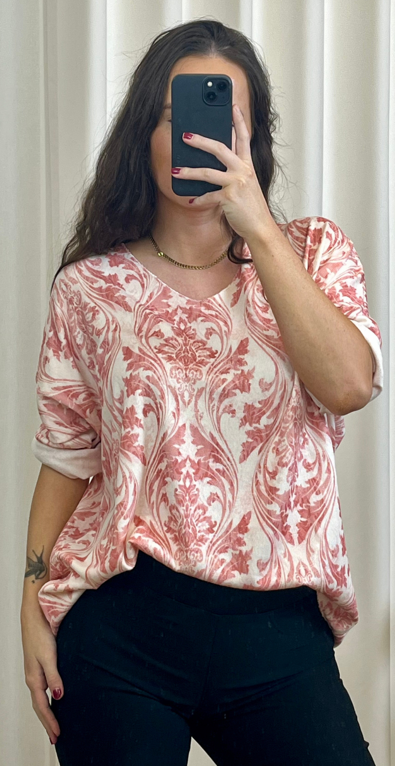 Amalie bluse med mønster rosa LikeLondon