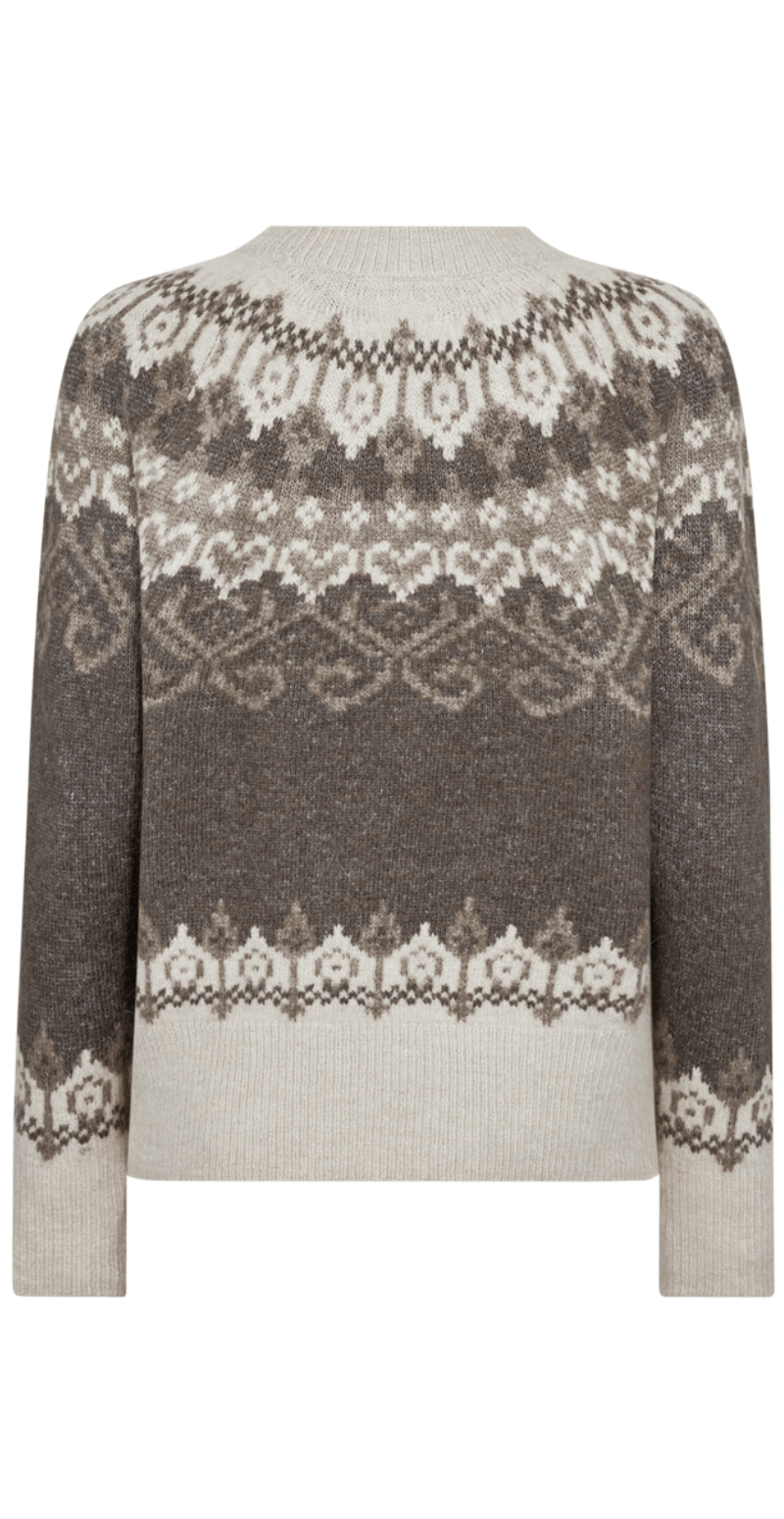 Merla pullover i uldblanding med mønster morel w. moonbeam