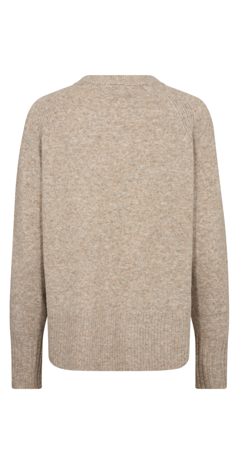 Vidoo strik pullover med broderet blomst taupe