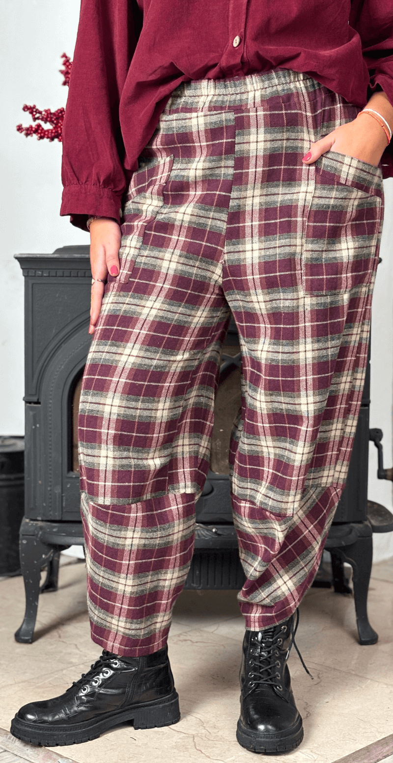 Vista ternet bukser med lommer bordeaux LikeLondon