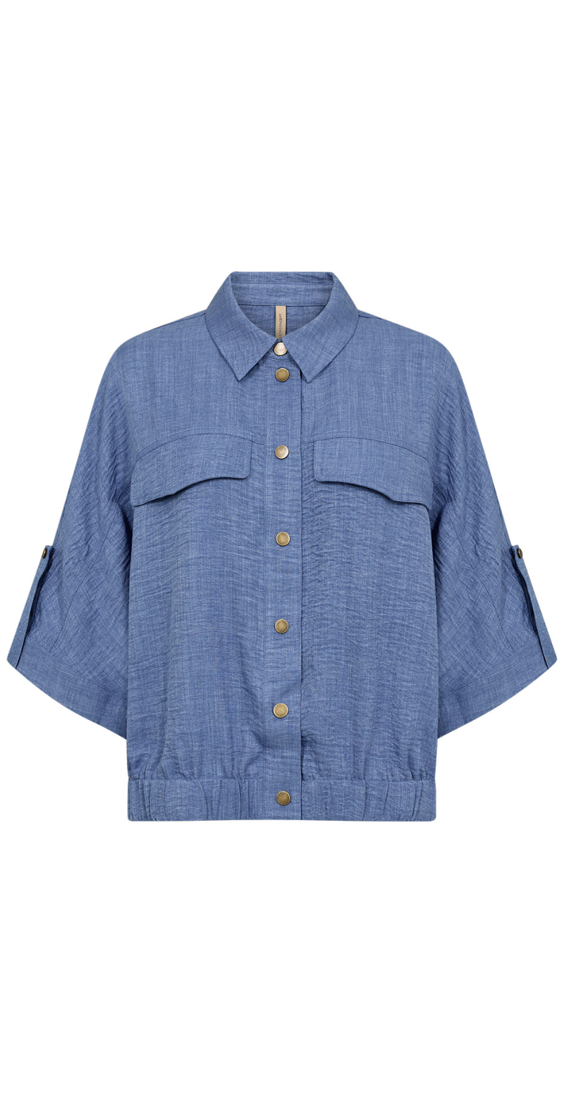 Charissa jakke med elastikkant blå LikeLondon