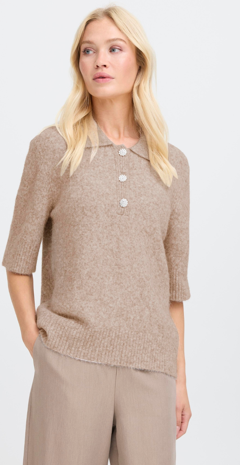 Minna polo med knapper i similisten walnut melange B.young