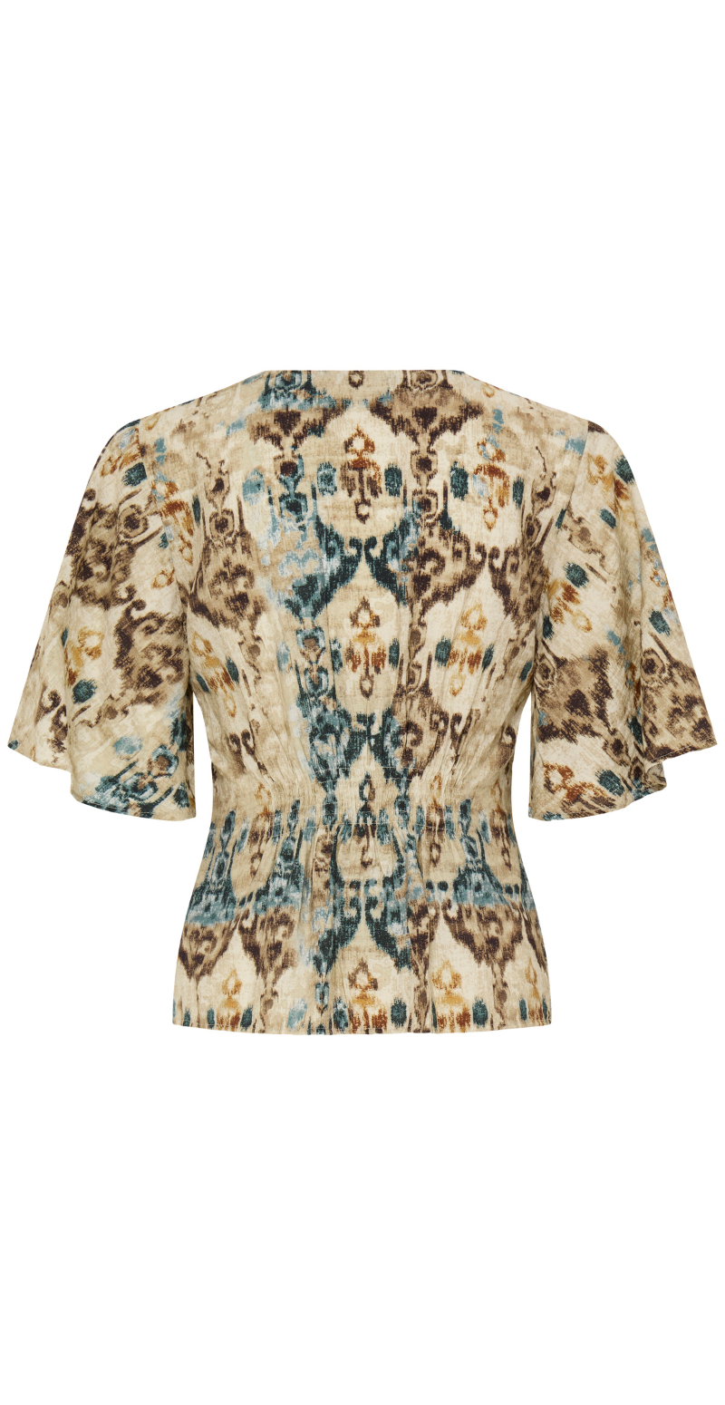 Ingkar gennemknappet bluse med elastik birch ethnic B.young