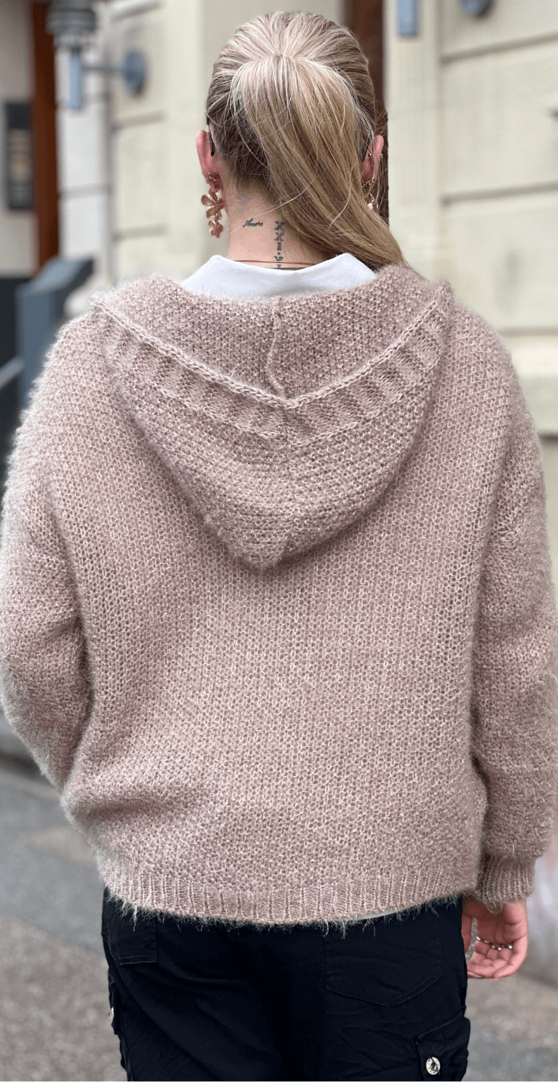Saseline cardigan med hætte og guldknapper fango LikeLondon