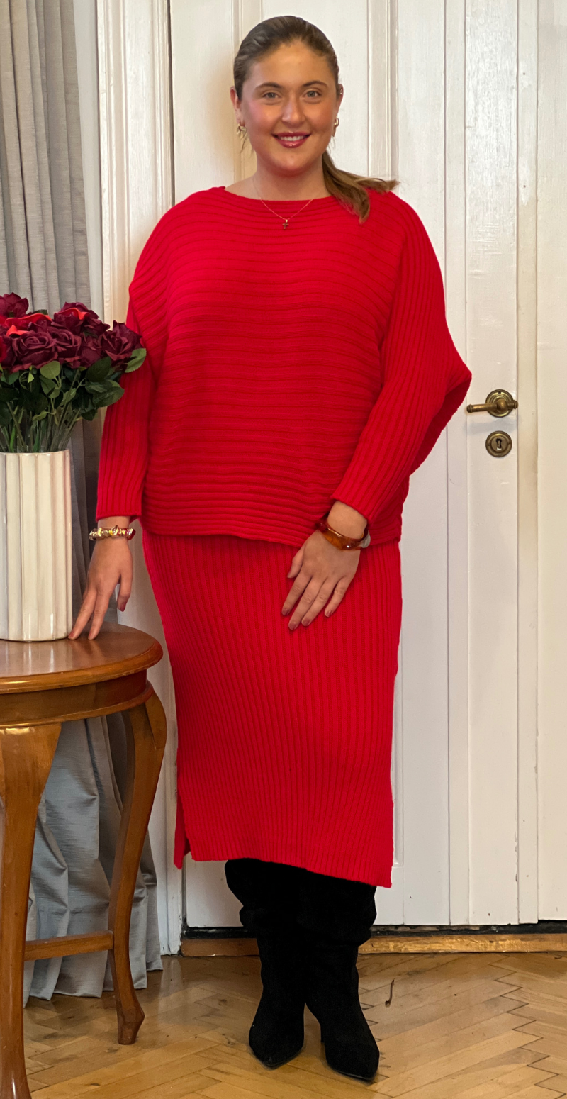 Nala sæt med kjole og strik rød LikeLondon