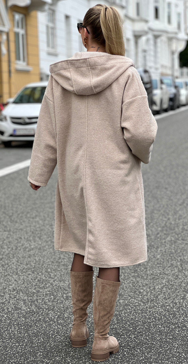Tori jakke med hætte, lommer og knapper beige LikeLondon