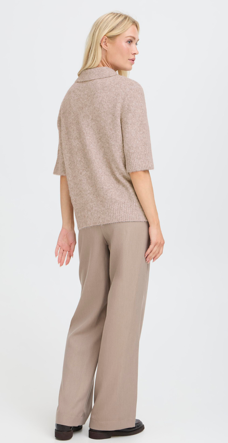 Minna polo med knapper i similisten walnut melange B.young