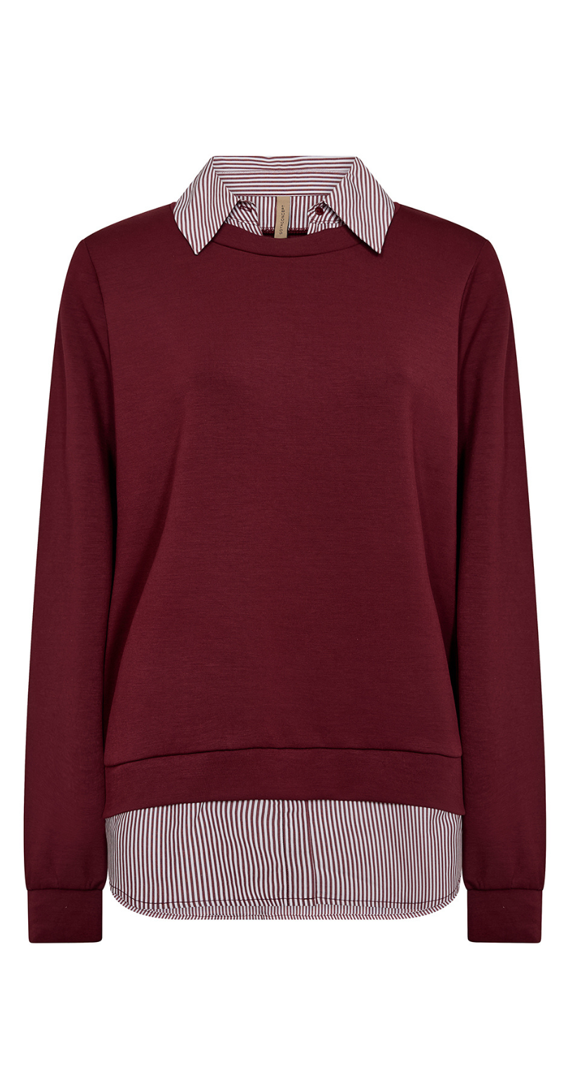 Julia bluse med skjortekant bordeaux