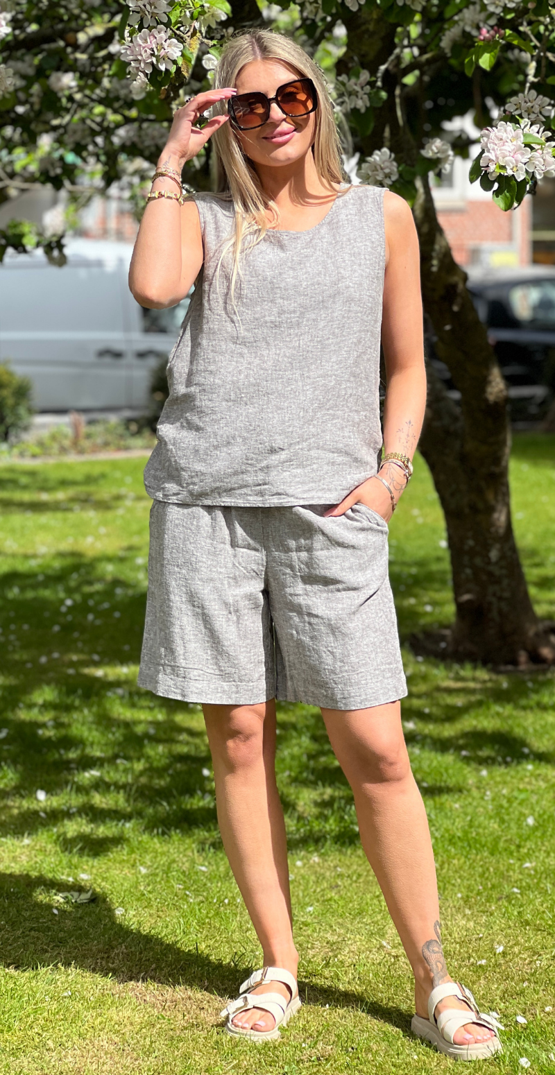 Lava hør shorts morel melange Freequent