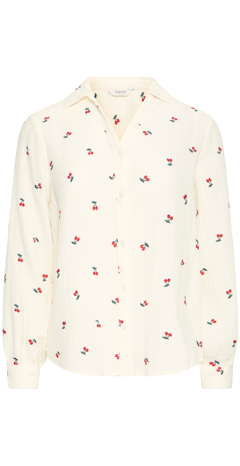 Iberlin musselin bluse med kirsebær cerise marshmallow B.young