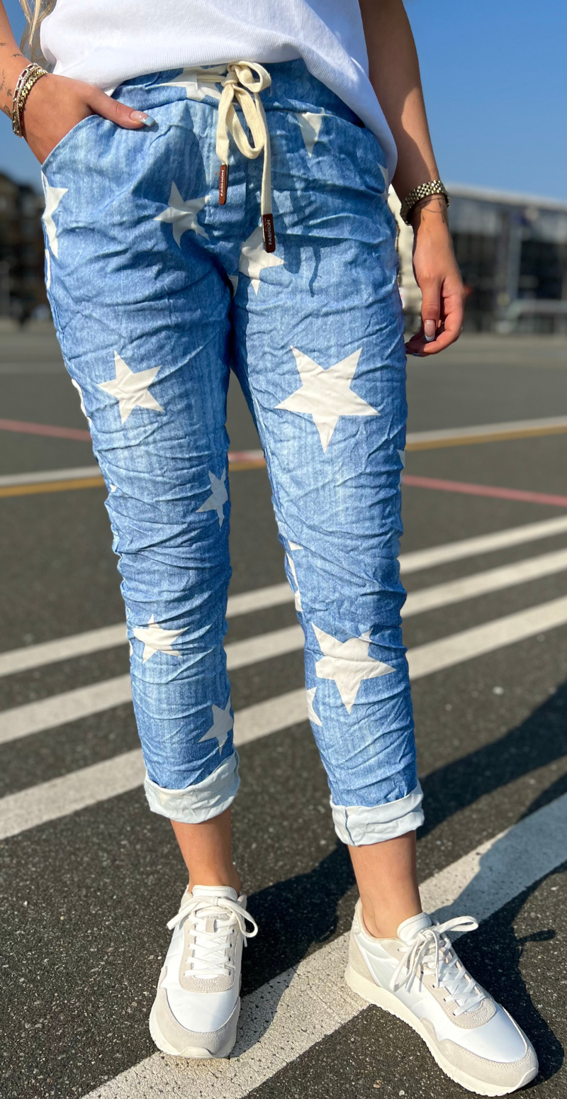 Wendy denimbukser med stjerner light denim LikeLondon