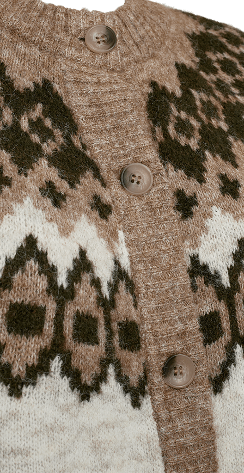 Novala cardigan med mønster moonbeam w. kombu green melange
