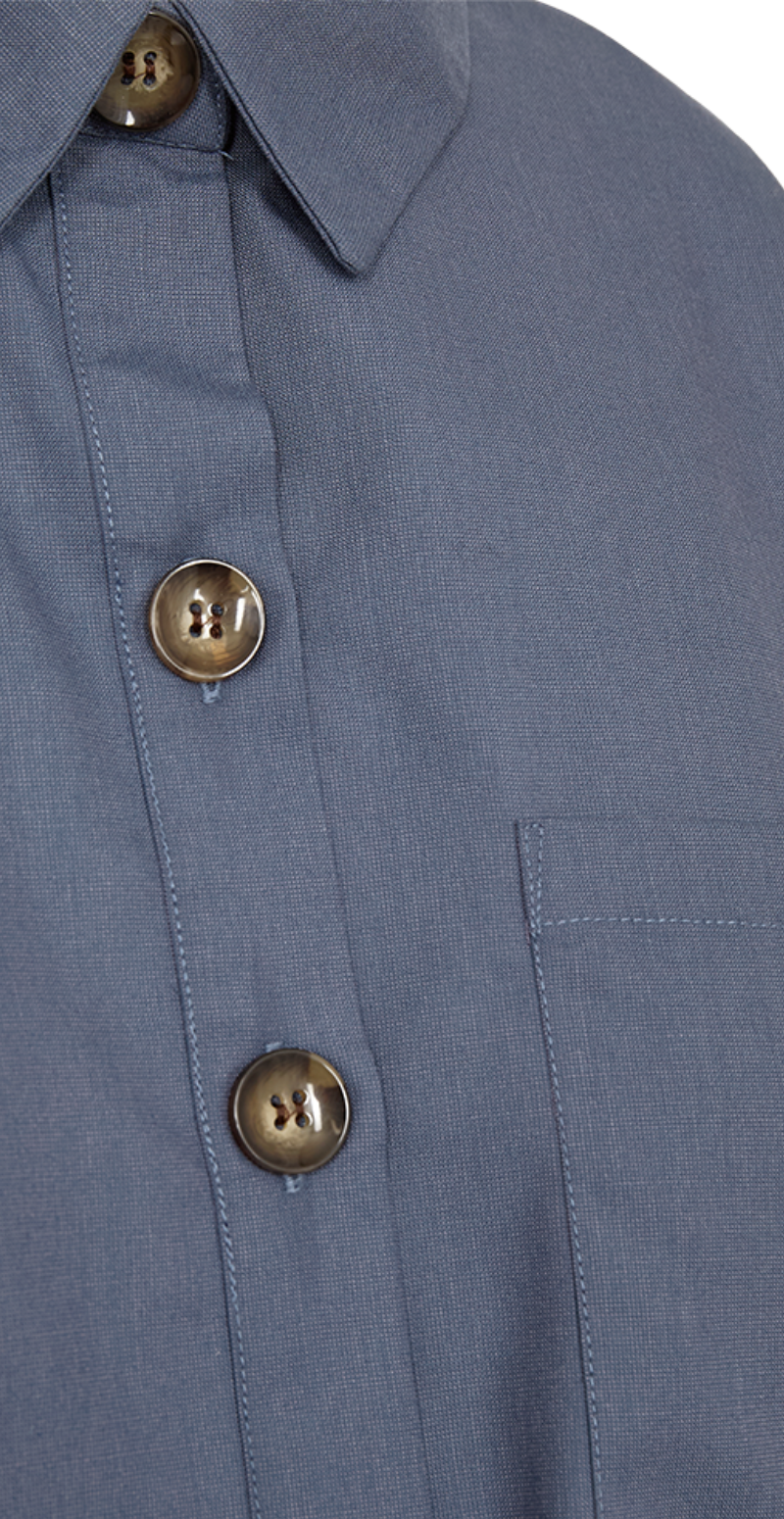 Flynn skjorte med stolpelukning vintage indigo