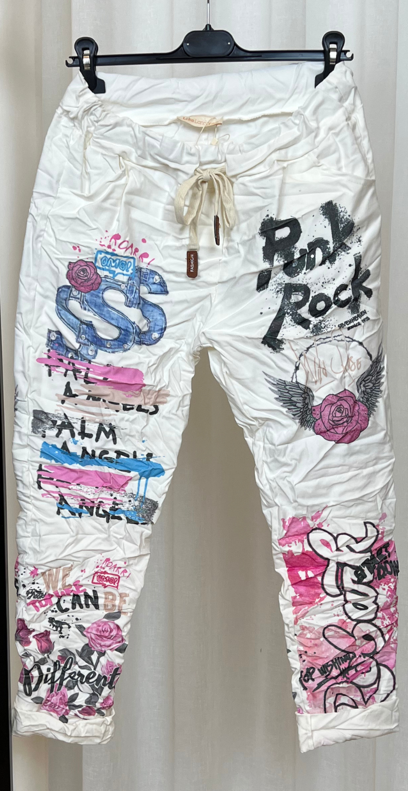 Samantha bukser med "punk rock" hvid LikeLondon