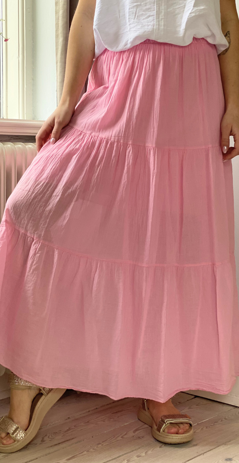 Gigi lang nederdel med peplum pink LikeLondon