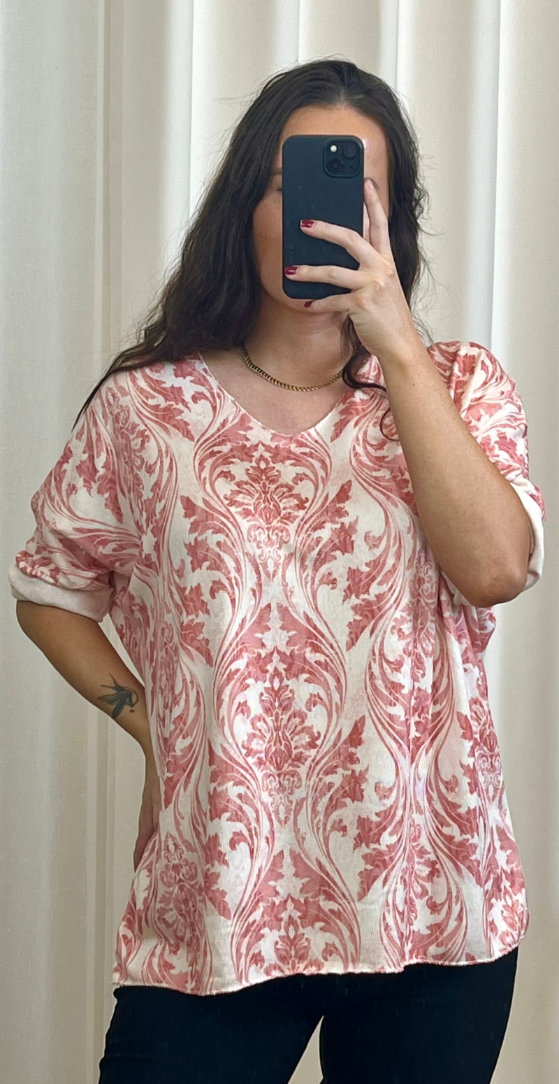 Amalie bluse med mønster rosa LikeLondon