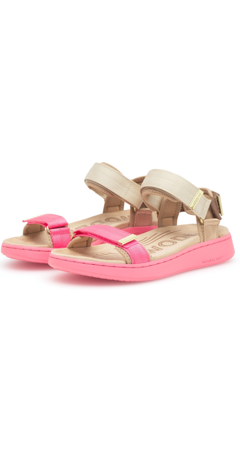 Line tricolor sandal raspberry multi Woden