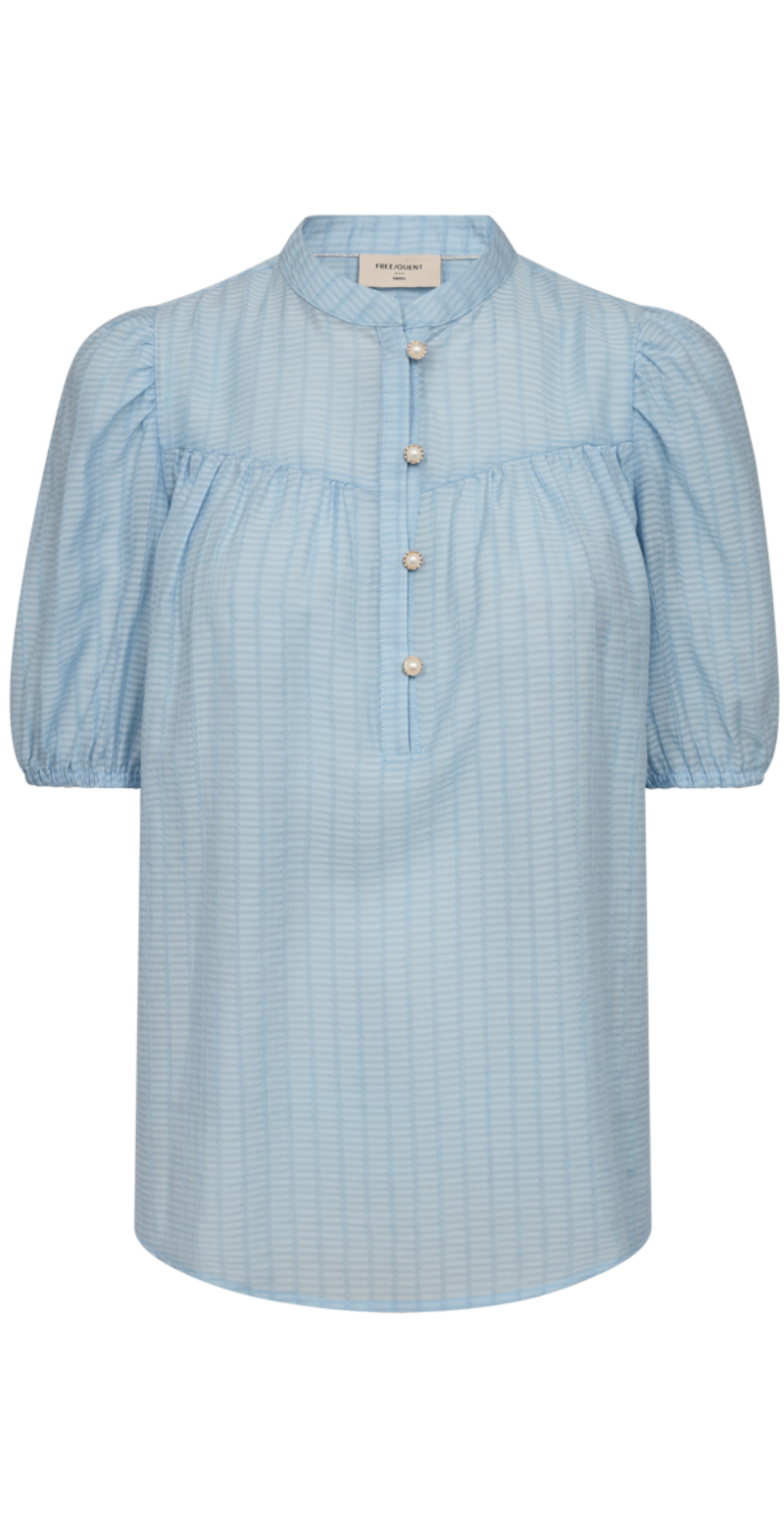 Bella bluse med knapdetaljer chambray blue