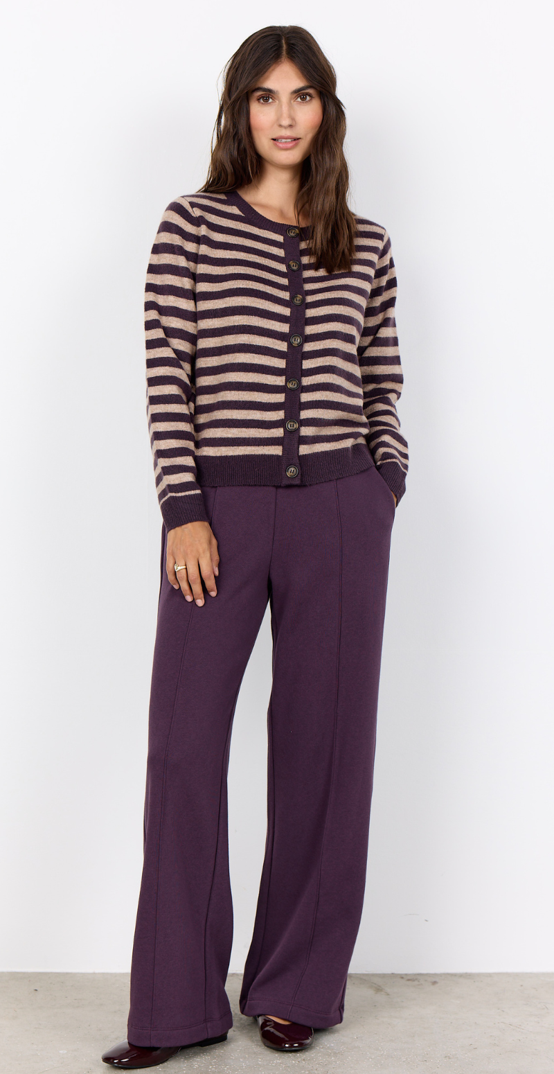 Orlean cardigan med striber lilla Soyaconcept