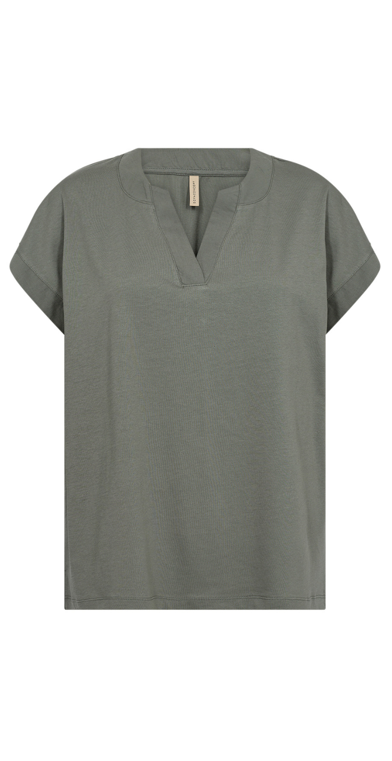 Derby t-shirt med v-hals army