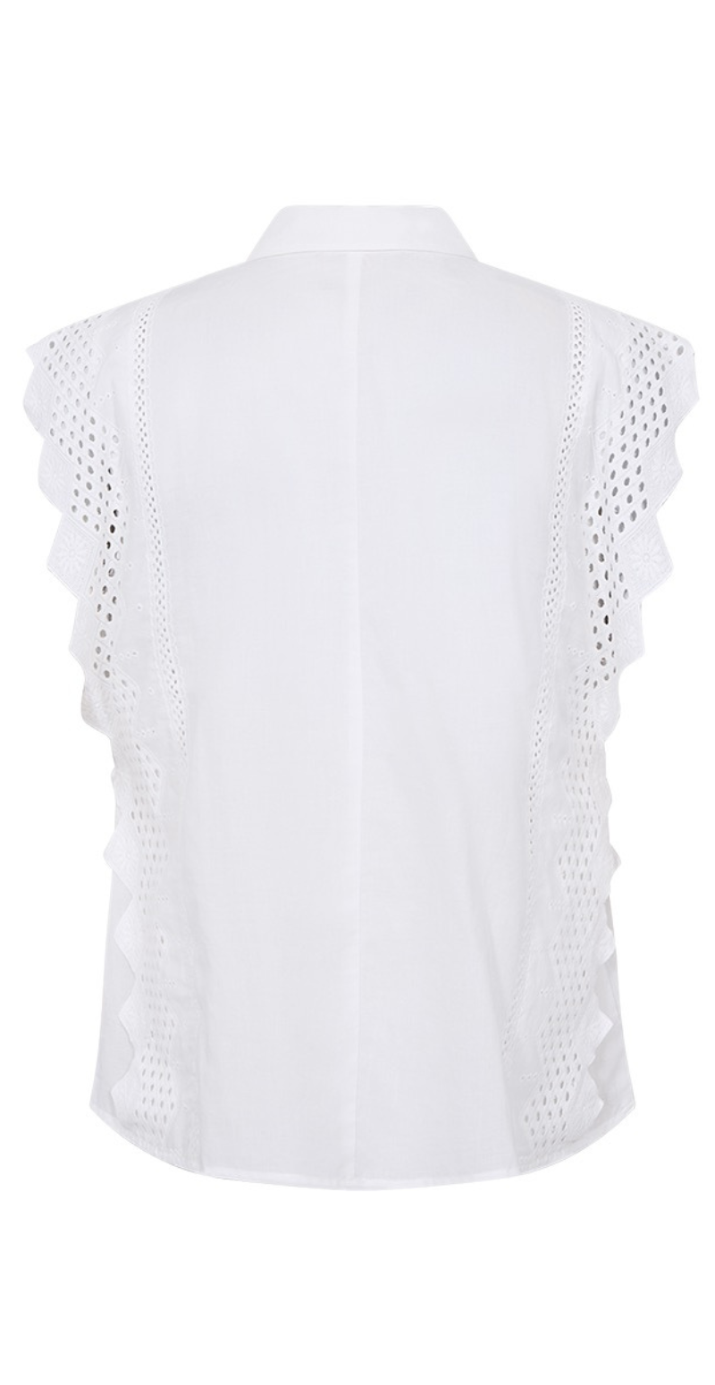 Bina bluse med broderi anglaise brilliant white Freequent