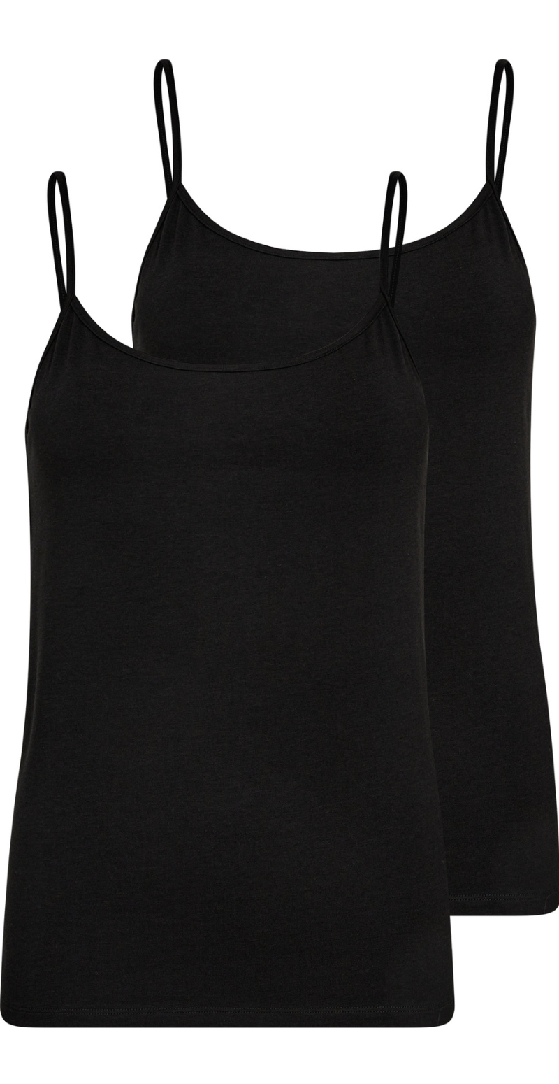 2-pak toppe med smalle stropper sort Decoy