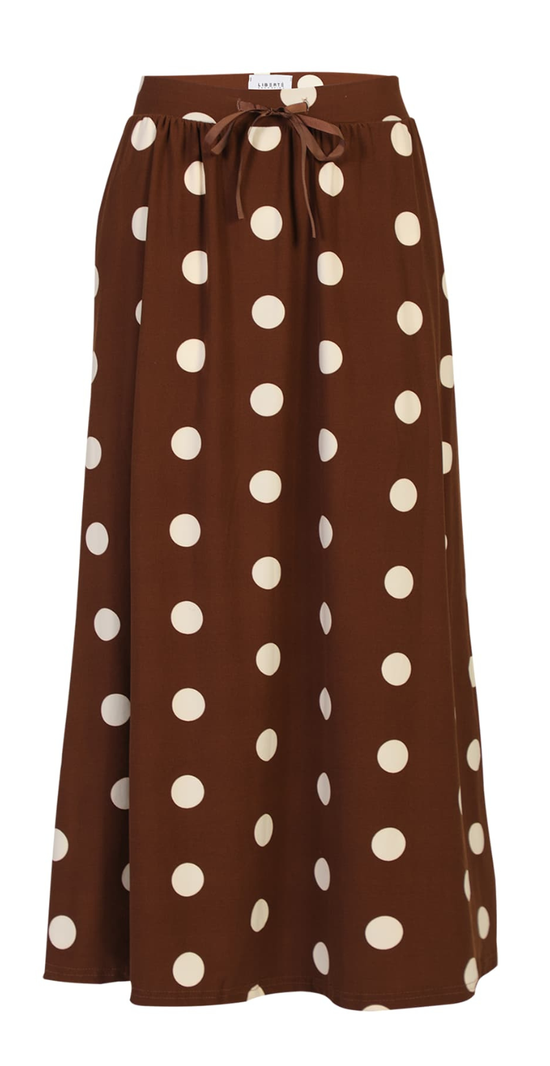 Alma nederdel med polkaprikker brown creme dot Liberté