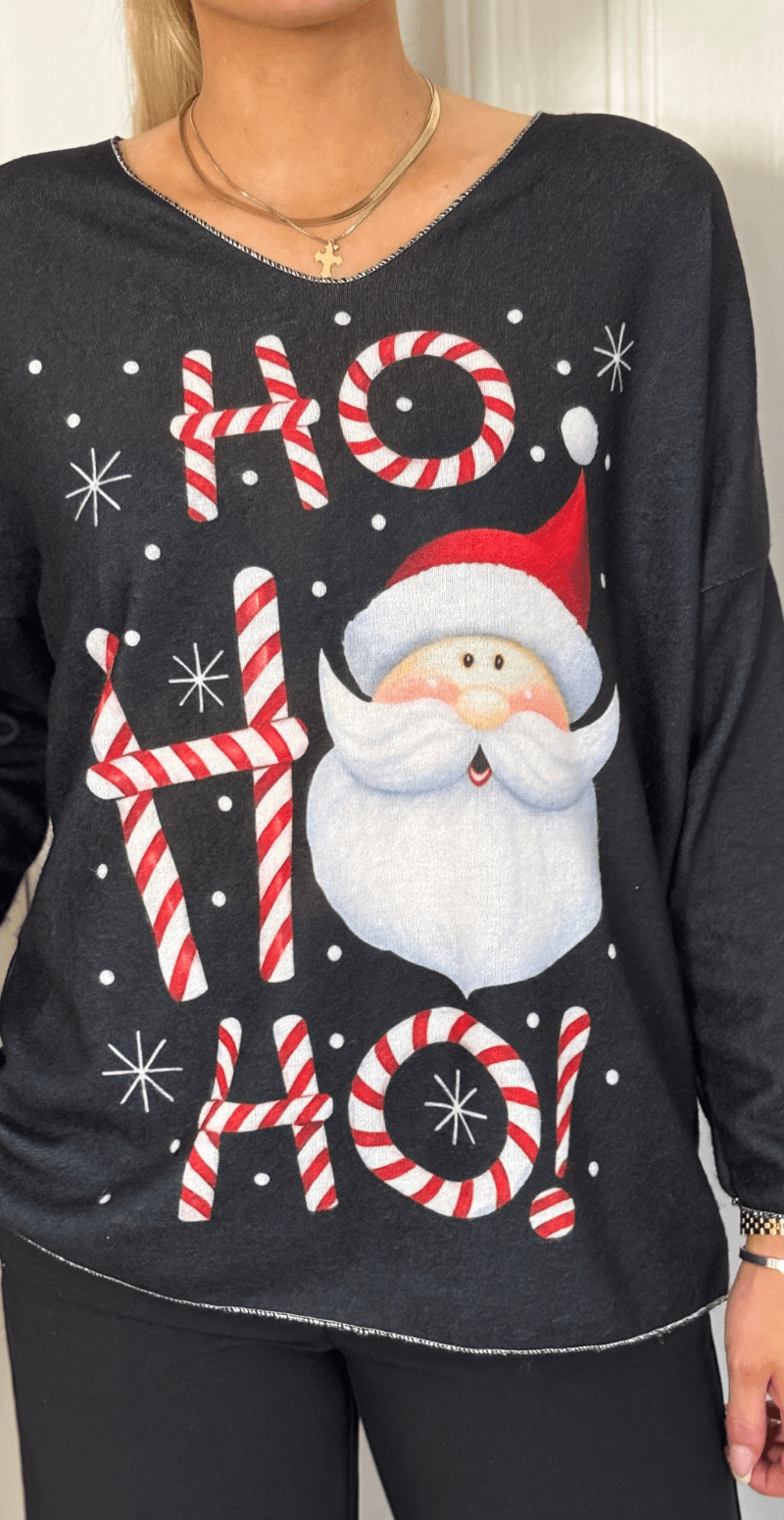 Neel julebluse med julemand sort LikeLondon