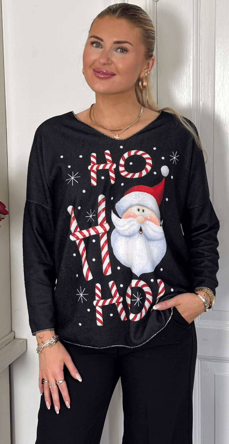 Neel julebluse med julemand sort LikeLondon