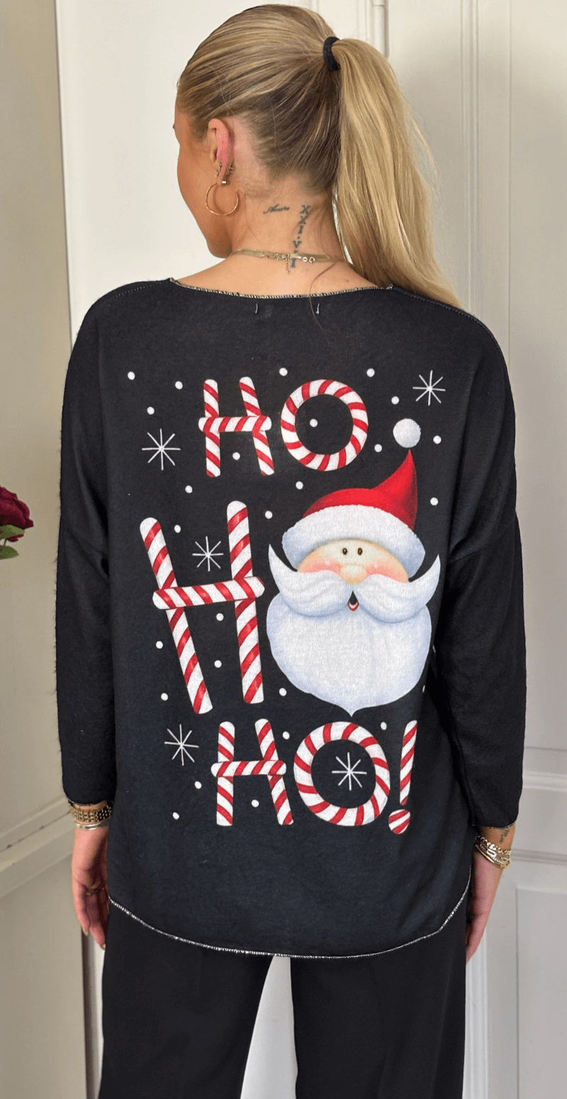 Neel julebluse med julemand sort LikeLondon