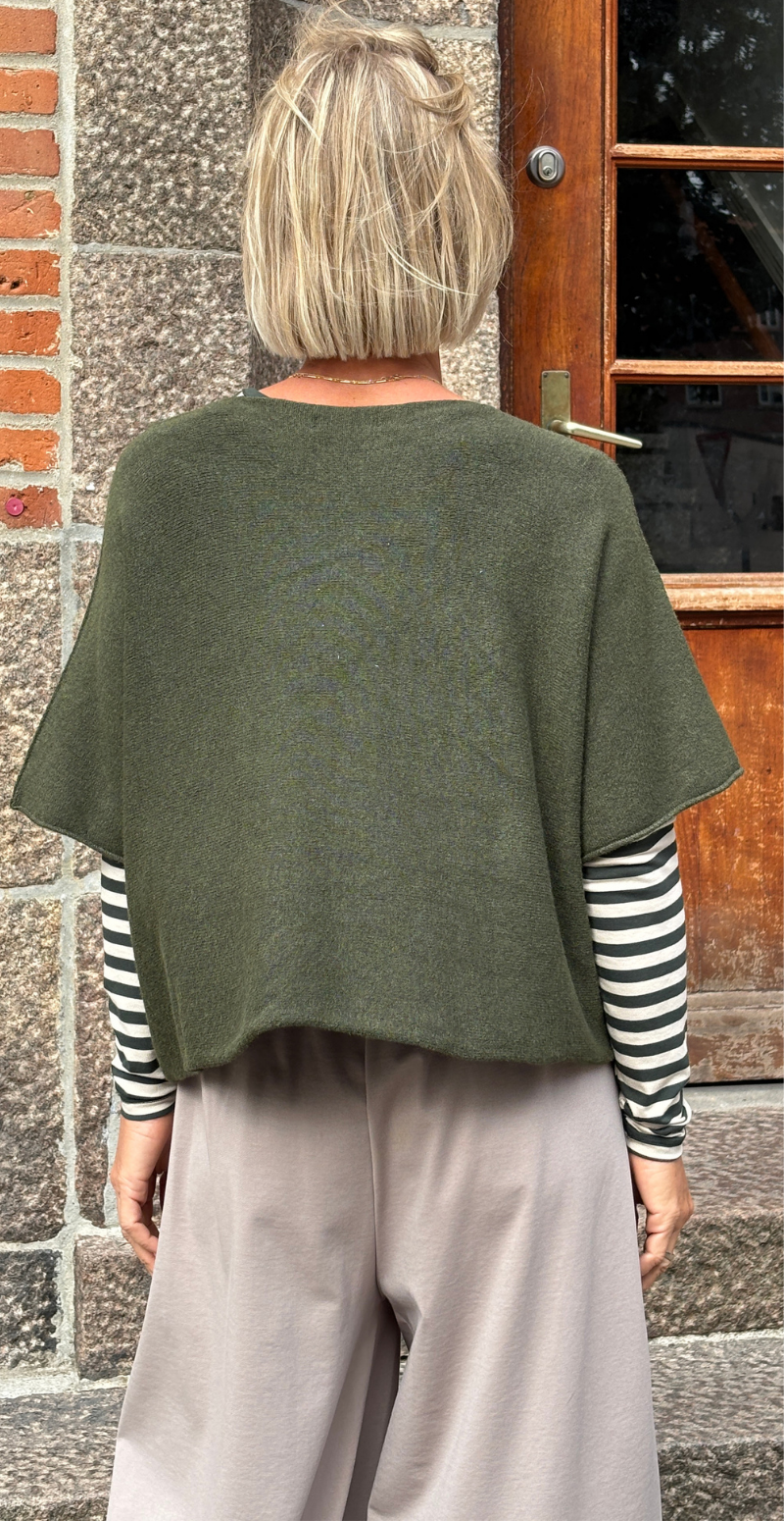Lonnie strik med 3/4 ærmer og pailletter khaki LikeLondon